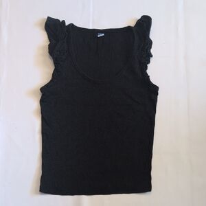 Old Navy Black Ruffled Sleeve Tank Top